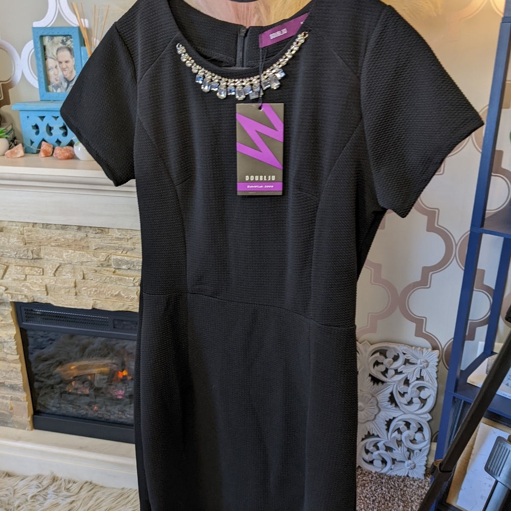 Little Black Dress With Jewel Neckline NWT